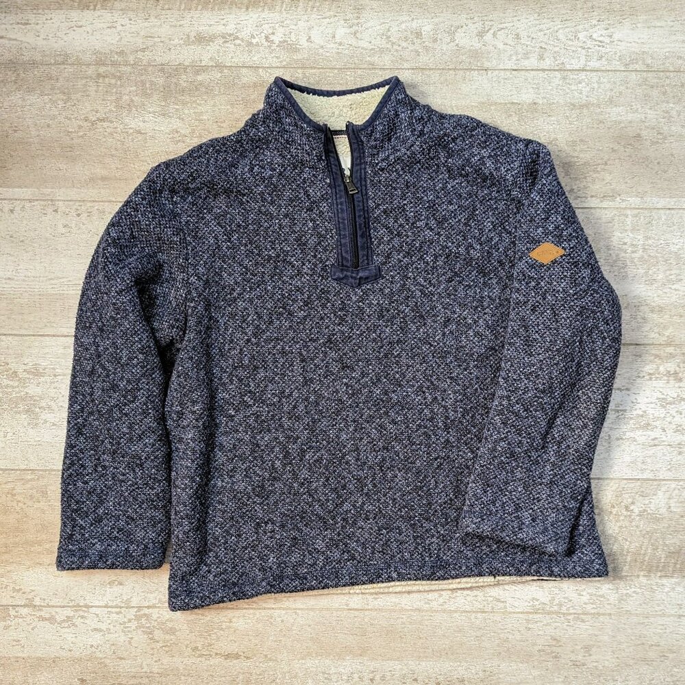 Orvis 1/4 Zip Sherpa Lined Sweater Men's Medium Blue Long Sleeve High Neck